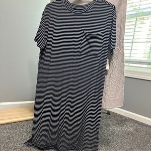Blue and White Striped Cotton Size Small T-Shirt Dress. Brand New